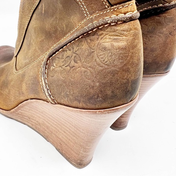 Timberland leather wedge heel ankle bootie vintage 5.5 - Picture 6 of 6